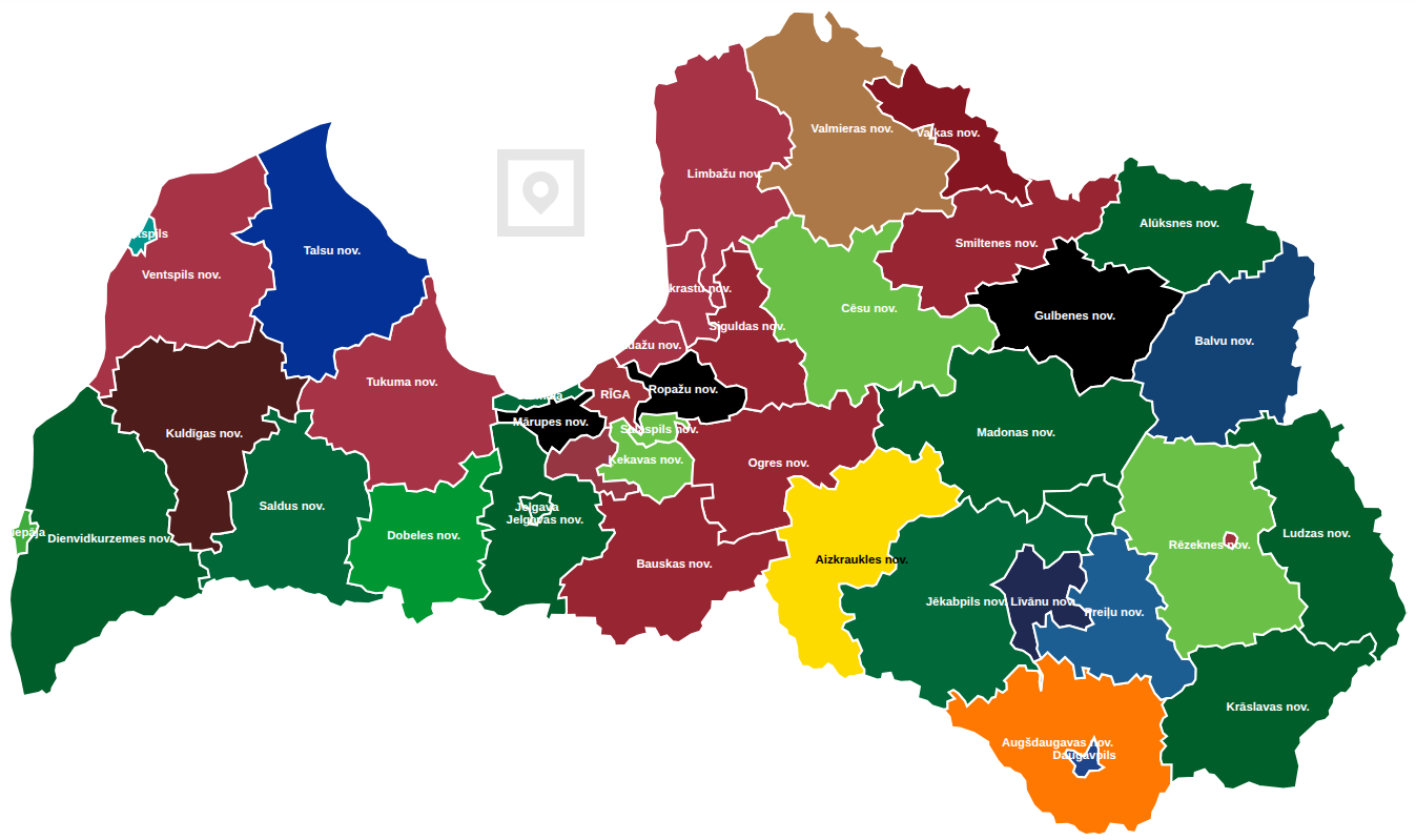 Map of regional election results from LSM.